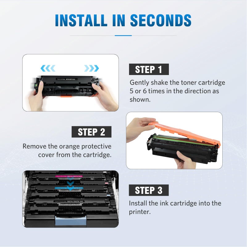 ALLWORK Compatible Toner Cartridge Replacement for HP 507X 507A CE400A CE400X CE401X CE402X CE403X use for HP Laserjet Enterprise M570dn M551dn M551n M575dn M551xh M570dw Printer (KCMY, 4-Pack) - Image 5